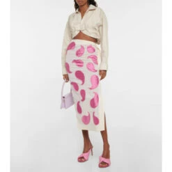 Coupon 😀 Jacquemus La Jupe Draggiu Appliquéd Midi 👗 Skirt 🎁